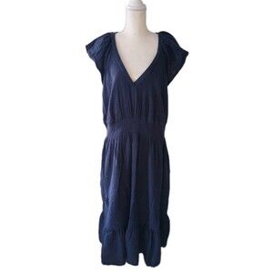 Old Navy 3X Dress Cotton Maxi Swing Cottagecore Prairie Peasant Gauze Crepe Blue